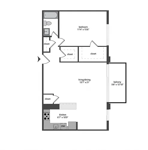 Floor plan One Bedroom One Bath