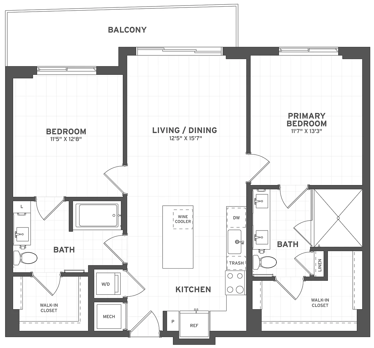 Floor plan 2 Bed/2 Bath-B1