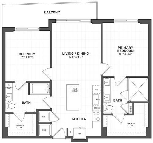 Floor plan 2 Bed/2 Bath-B1