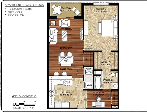 Floor plan 1 Bed / 1 Bath