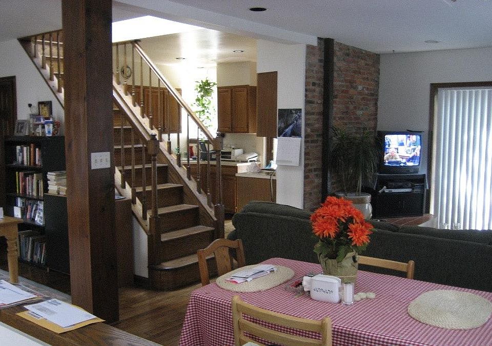 First floor living room and kitchen