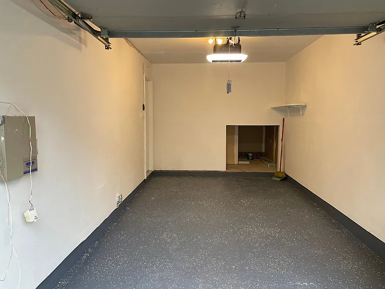 Large garage with extra storage