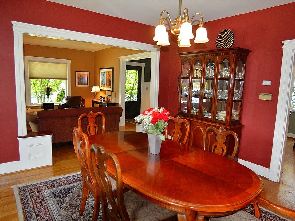 Formal dining room with original fixture