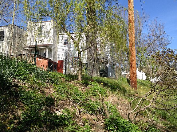 Down hill back of lot.