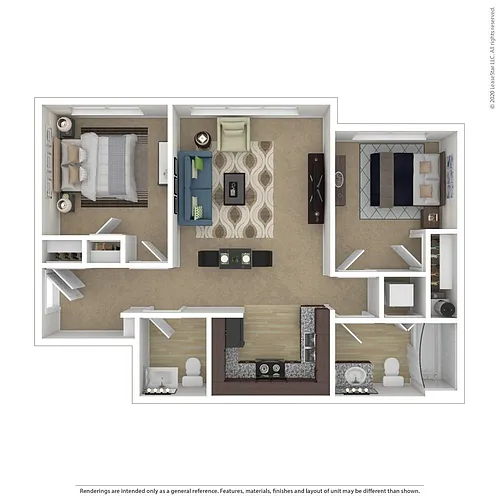 Floor plan 2 Bed 1 Bath B1