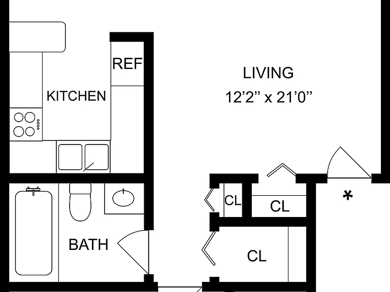 1x1 | 1-Bedroom Floorplan 1x1 | 1-Bedroom Floorplan