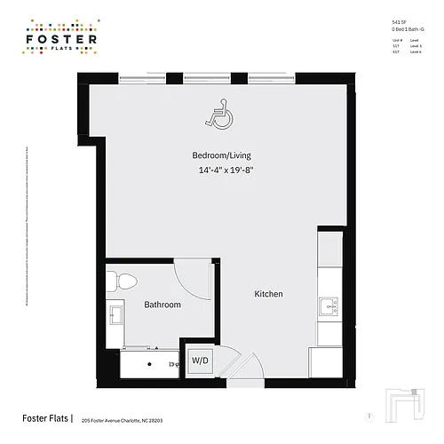 Floor plan 0 Bed 1 Bath - F