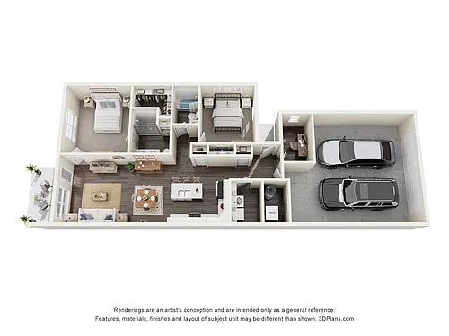 Floor plan 2 Bed Non-Pond View