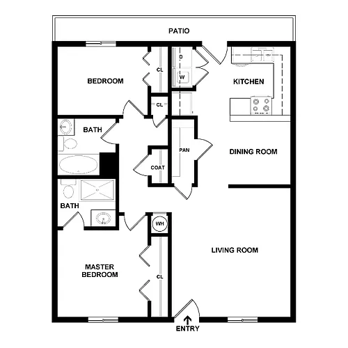 Floor plan 2 Bedroom 2 Bathroom B