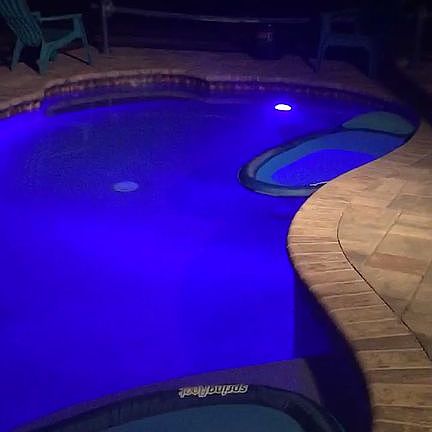 Pool at night. Colors change