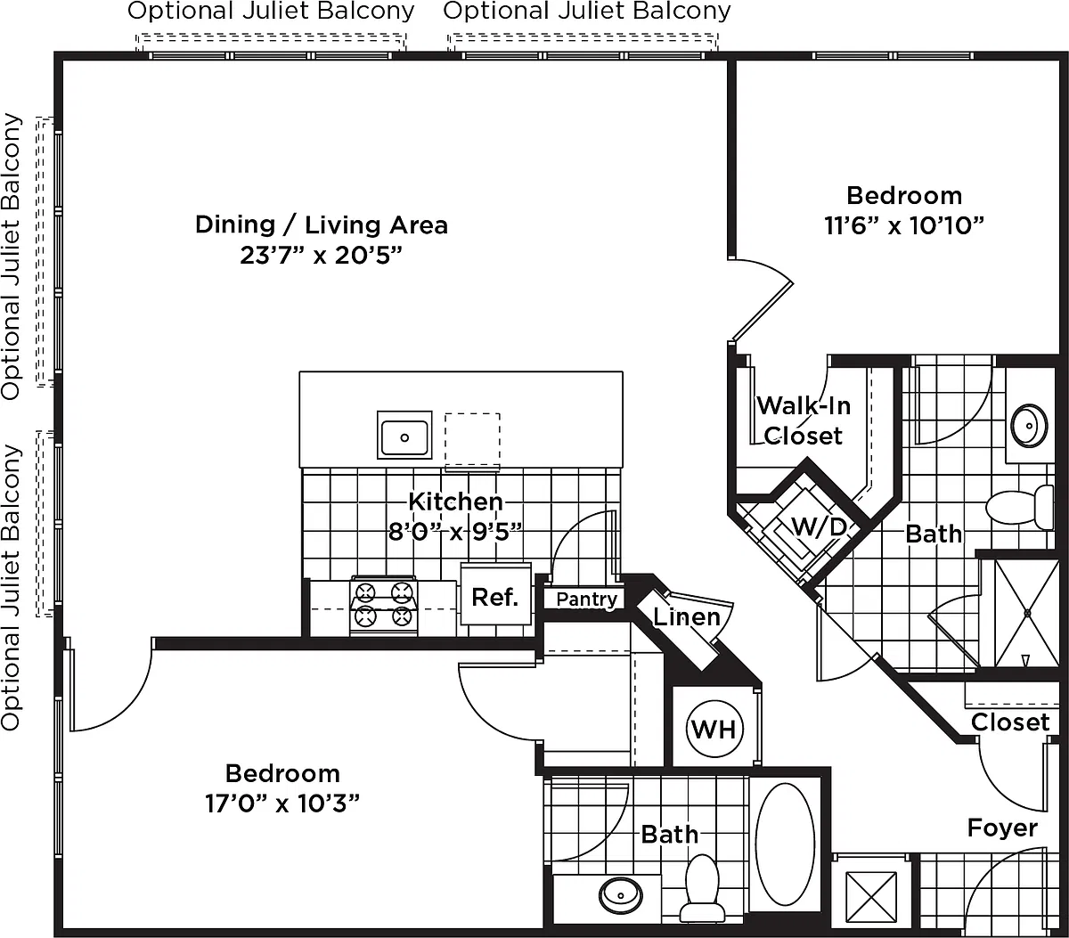 Floor plan 2 Bedroom 2 Bath - B20