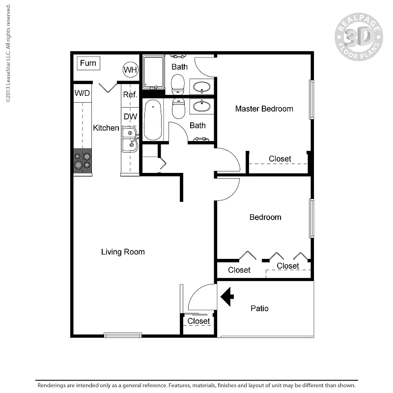 Floor plan Two-Bedroom Ranch