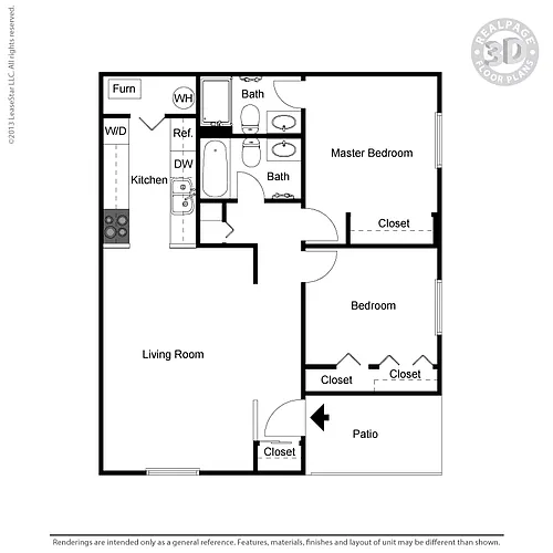 Floor plan Two-Bedroom Ranch