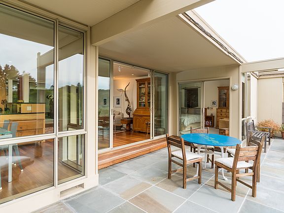 Stone Patio with view of the 11th green and 12th tee of the Peacock Gap Golf Course.