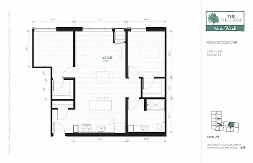 Floor plan 2 Bedroom (2B-50)