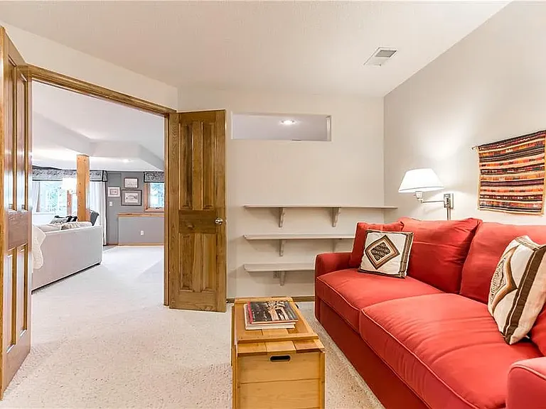 Basement library off TV room