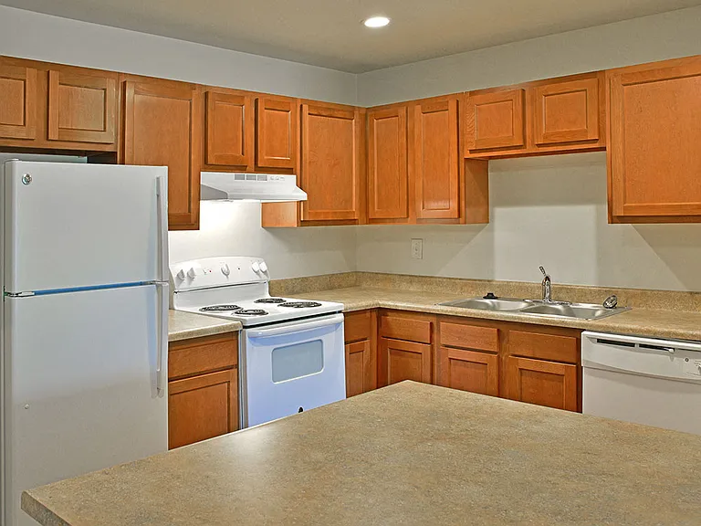 The open kitchen in Grand Bend Club Apartments.