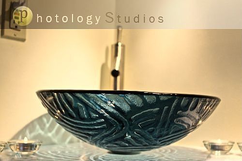 blue vessel with 2"white carrera!