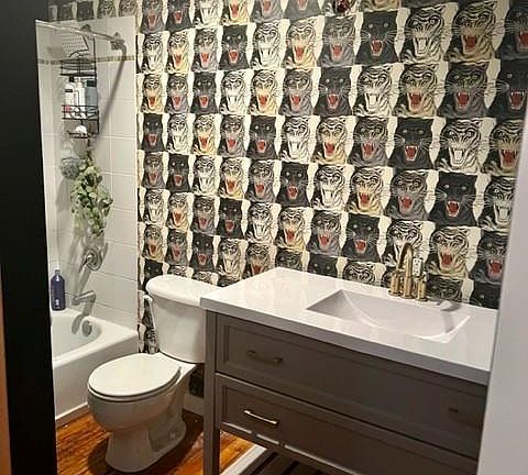 Newly wallpaper bathroom