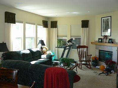 Large family room with views to the yard and beyond