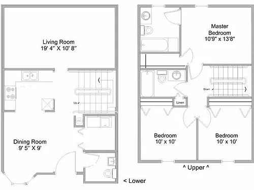Floor plan 3 Bedroom Townhome
