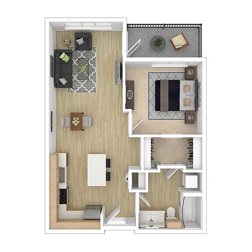 Floor plan One Bedroom One Bath C3