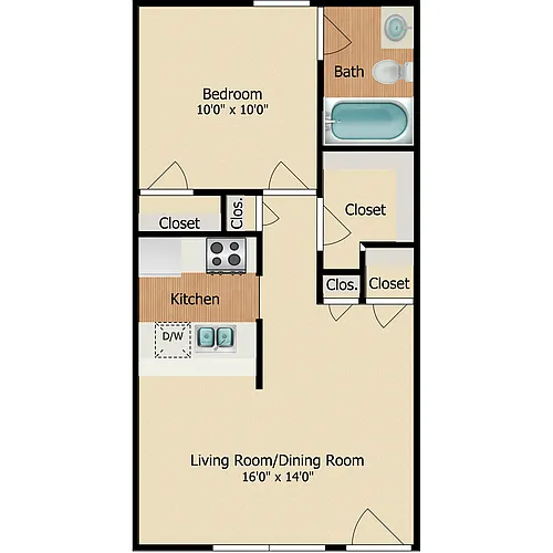 Floor plan 1 Bedroom 1 Bath