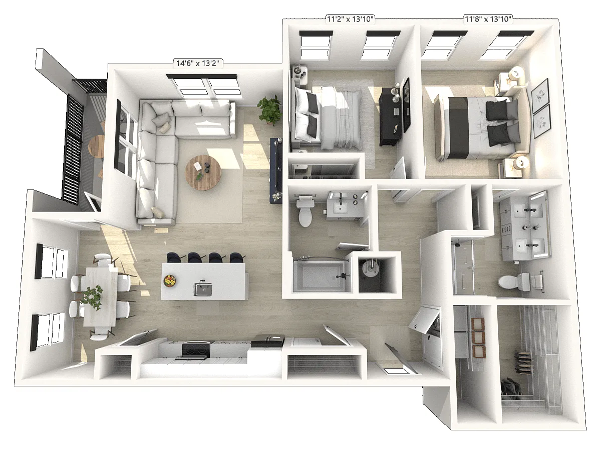 Floor plan C52 - 2 Bedroom 2 Bathroom