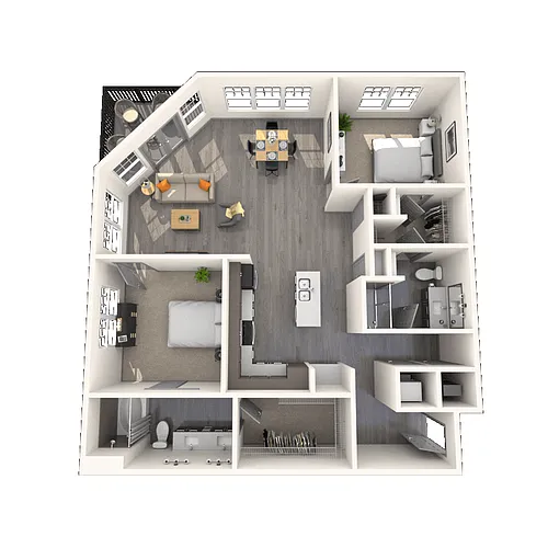 Floor plan Traditional 2x2 1150-1325 SF