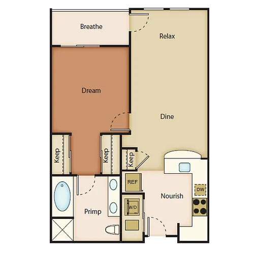 Floor plan 1 Bedroom 1 Bathroom