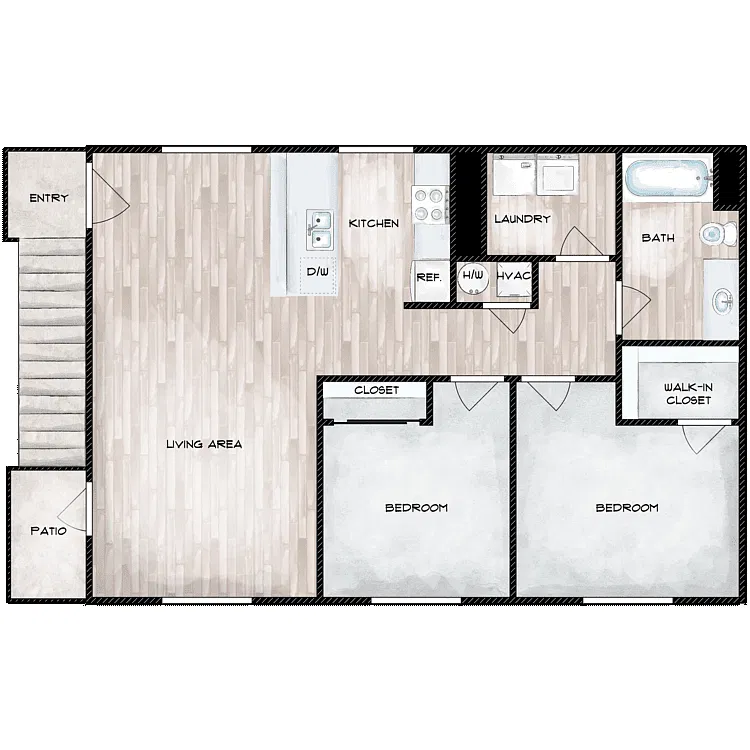 Floor plan 2 Bed 1 Bath
