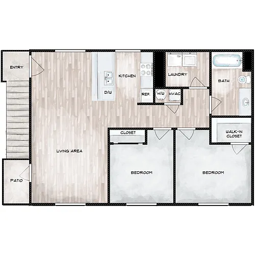 Floor plan 2 Bed 1 Bath