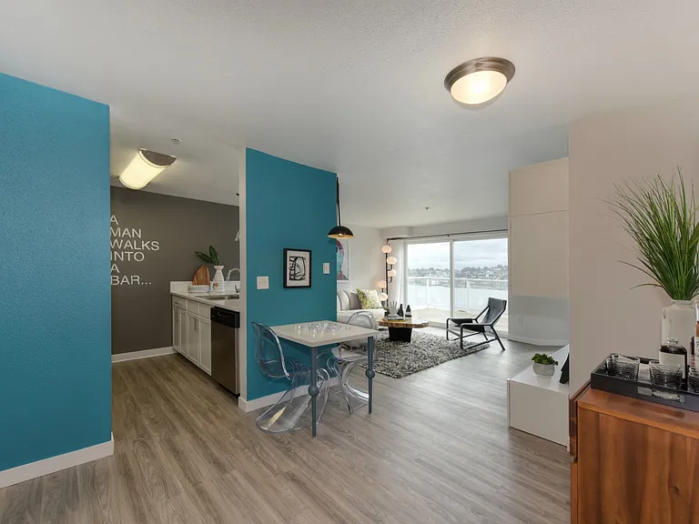 Kitchen and View of Living Room