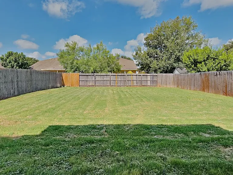 This serene backyard features