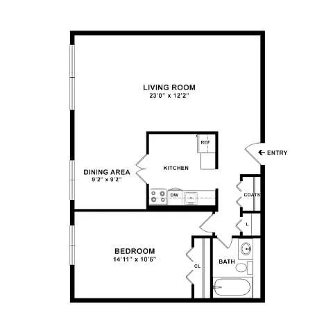 Floor plan 1BDRM - A3A