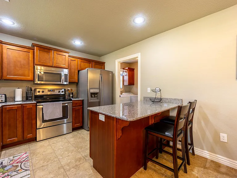Island with granite counter