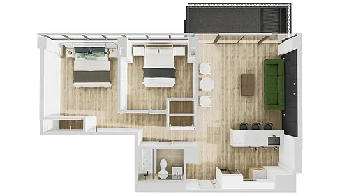 Floor plan C 2 Bed 1 Bath