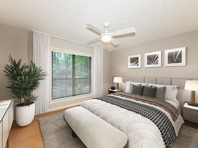 Bedroom with large windows