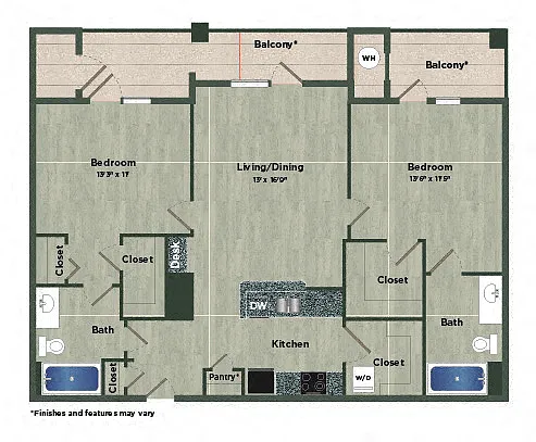 Floor plan 2 Bed 2 Bath F