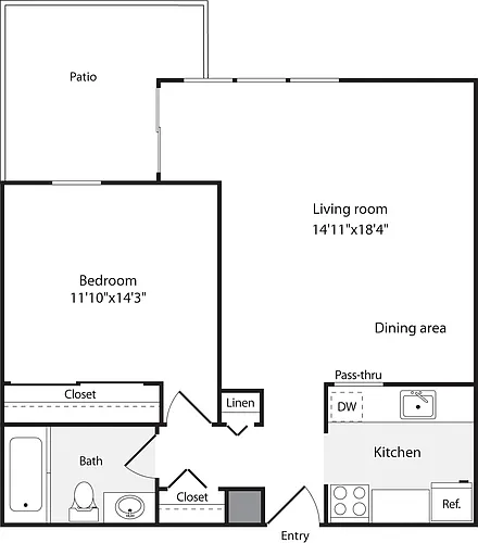 Floor plan 1 Bedroom N