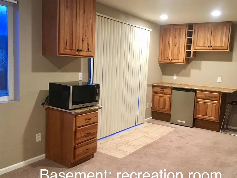 Dry kitchenette in the basement's recreation room