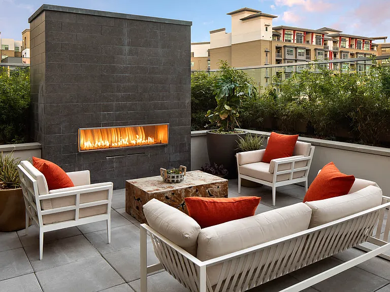 Outdoor Resident Lounge with Fireplace