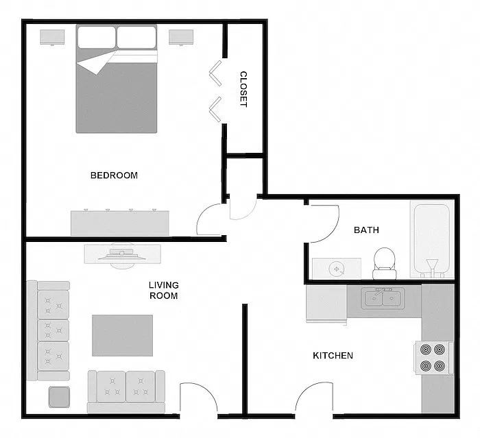 Floor plan 1 Bed 1 Bath