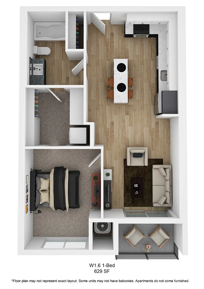Floor plan Malcolm W1.6 (1 Bedroom)