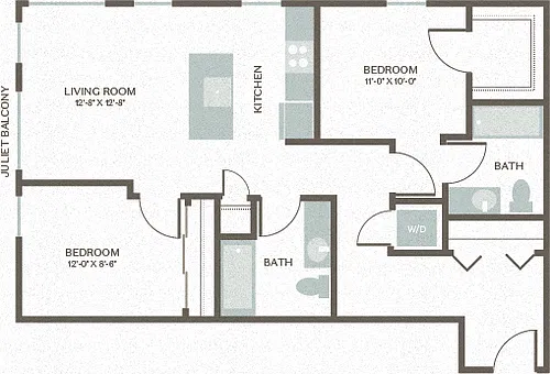 Floor plan Two Bed Two Bath 2