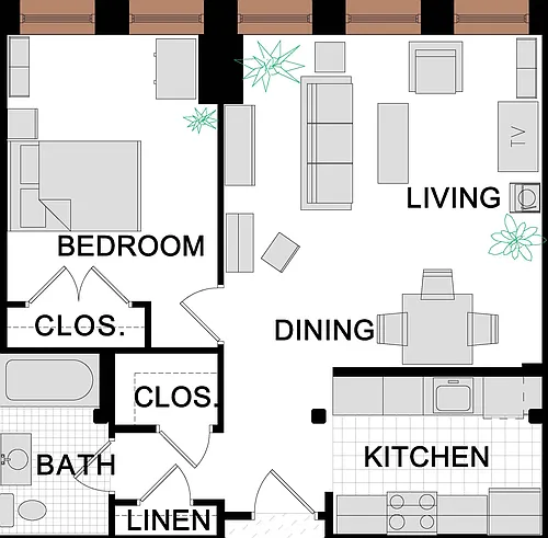 Floor plan 1-Bedroom