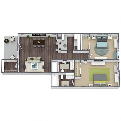 Floor plan B2: 2 Bed 2 Bath