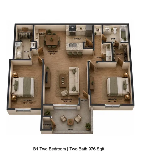 Floor plan 2 bedroom 2 bathroom