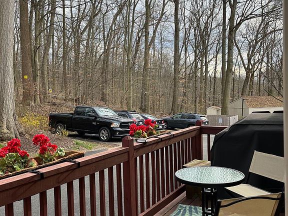 From deck with propane grill and bistro set.