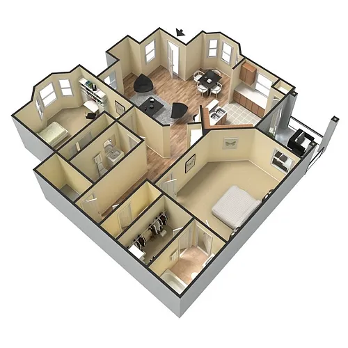 Floor plan Two-bedrooms Two-Baths